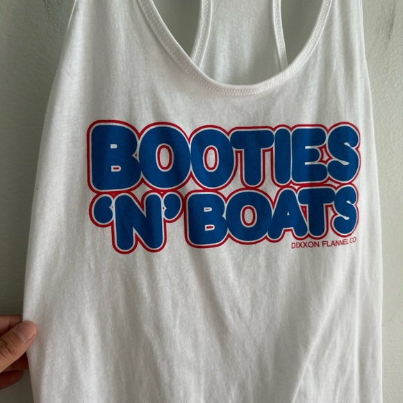 Dixxon Women’s Booties ‘N’ Boats White Tank Top Size Large - Picture 2 of 8